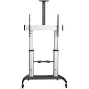 Picture of StarTech.com Mobile TV Stand - Heavy Duty TV Cart for 60-100" Display (100kg/220lb) - Height Adjustable Rolling Flat Screen Floor Standing on Wheels - Universal Television Mount w/Shelves