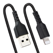 Picture of StarTech.com 50cm (20in) USB to Lightning Cable, MFi Certified, Coiled iPhone Charger Cable, Black, Durable TPE Jacket Aramid Fiber, Heavy Duty Coil Lightning Cable