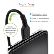 Picture of StarTech.com 50cm (20in) USB to Lightning Cable, MFi Certified, Coiled iPhone Charger Cable, Black, Durable TPE Jacket Aramid Fiber, Heavy Duty Coil Lightning Cable