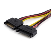 Picture of StarTech.com Dual SATA to LP4 Power Doubler Cable Adapter – 2 SATA to 4 Pin LP4 Internal PC Peripheral Power Supply Connector – SATA Y Cable – Male/Female – 18 AWG Wire – 9 Amps/108W