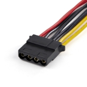 Picture of StarTech.com Dual SATA to LP4 Power Doubler Cable Adapter – 2 SATA to 4 Pin LP4 Internal PC Peripheral Power Supply Connector – SATA Y Cable – Male/Female – 18 AWG Wire – 9 Amps/108W