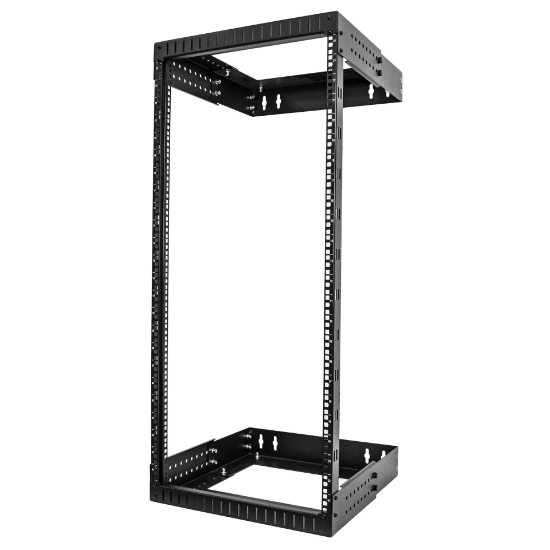 Picture of StarTech.com 24U 19" Wall Mount Network Rack - Adjustable Depth 12-20" 2 Post Open Frame Server Room Rack for AV/Data/ IT Communication/Computer Equipment/Switch w/Cage Nuts & Screws