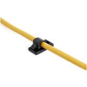 Picture of StarTech.com 100 Adhesive Cable Management Clips Black - Network/Ethernet/Office Desk/Computer Cord Organizer - Sticky Cable/Wire Holders - Nylon Self Adhesive Clamp UL/94V-2 Fire Rated