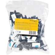 Picture of StarTech.com 100 Adhesive Cable Management Clips Black - Network/Ethernet/Office Desk/Computer Cord Organizer - Sticky Cable/Wire Holders - Nylon Self Adhesive Clamp UL/94V-2 Fire Rated
