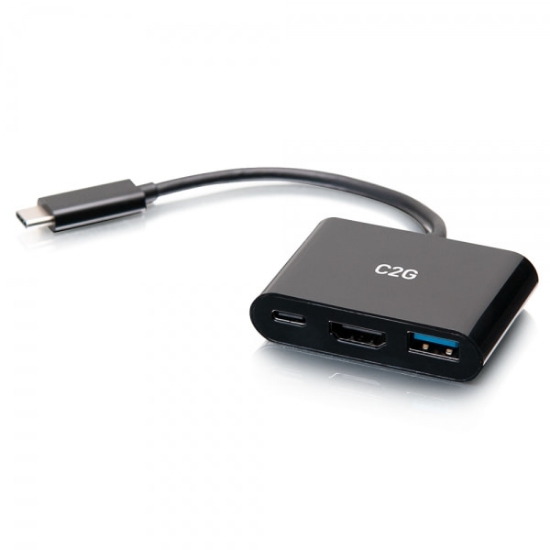 Picture of C2G USB-C 3-in-1 Mini Dock with HDMI, USB-A, and USB-C Power Delivery up to 60W - 4K 30Hz