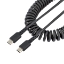 Picture of StarTech.com 3ft (1m) USB C Charging Cable, Coiled Heavy Duty Fast Charge & Sync USB-C Cable, USB 2.0 Type-C Cable, Rugged Aramid Fiber, Durable Male to Male USB Cable, Black