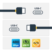 Picture of StarTech.com 3ft (1m) USB C Charging Cable, Coiled Heavy Duty Fast Charge & Sync USB-C Cable, USB 2.0 Type-C Cable, Rugged Aramid Fiber, Durable Male to Male USB Cable, Black
