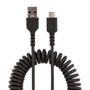 Picture of StarTech.com 1m USB A to C Charging Cable, Coiled Heavy Duty Fast Charge & Sync, High Quality USB 2.0 A to USB Type-C Cable, Rugged Aramid Fiber, Durable Male to Male USB Cable