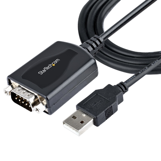 Picture of StarTech.com 3ft (1m) USB to Serial Cable with COM Port Retention, DB9 Male RS232 to USB Converter, USB to Serial Adapter for PLC/Printer/Scanner, Prolific Chipset, Windows/Mac