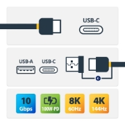 Picture of StarTech.com 3ft (1m) USB-C Cable with USB-A Adapter Dongle - Hybrid 2-in-1 USB C Cable w/ USB-A - USB-C to USB-C (10Gbps/100W PD), USB-A to USB-C (5Gbps) - Ideal for Hybrid Docking Station