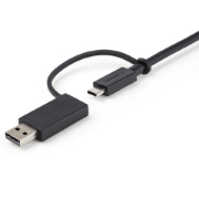 Picture of StarTech.com 3ft (1m) USB-C Cable with USB-A Adapter Dongle - Hybrid 2-in-1 USB C Cable w/ USB-A - USB-C to USB-C (10Gbps/100W PD), USB-A to USB-C (5Gbps) - Ideal for Hybrid Docking Station