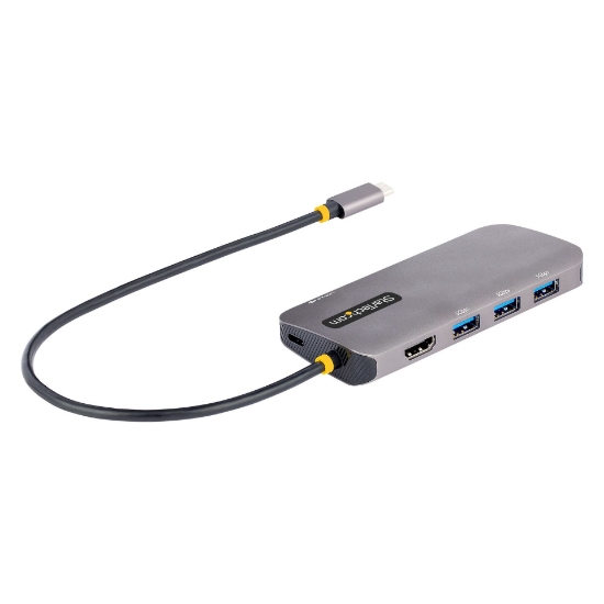 Picture of StarTech.com USB C Multiport Adapter, 4K 60Hz HDMI Video, 3 Port 5Gbps USB Hub, 100W Power Delivery Pass-Through, GbE, 12"/30cm Cable, Mini Travel Dock, Laptop Docking Station