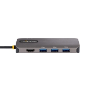 Picture of StarTech.com USB C Multiport Adapter, 4K 60Hz HDMI Video, 3 Port 5Gbps USB Hub, 100W Power Delivery Pass-Through, GbE, 12"/30cm Cable, Mini Travel Dock, Laptop Docking Station