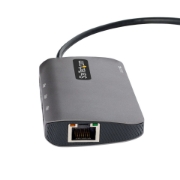 Picture of StarTech.com USB C Multiport Adapter, 4K 60Hz HDMI Video, 3 Port 5Gbps USB Hub, 100W Power Delivery Pass-Through, GbE, 12"/30cm Cable, Mini Travel Dock, Laptop Docking Station