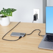 Picture of StarTech.com USB C Multiport Adapter, 4K 60Hz HDMI Video, 3 Port 5Gbps USB Hub, 100W Power Delivery Pass-Through, GbE, 12"/30cm Cable, Mini Travel Dock, Laptop Docking Station