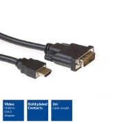 Picture of ACT 2 meters HDMI to DVI-D adapter cable, HDMI A male - DVI-D single link male 18+1