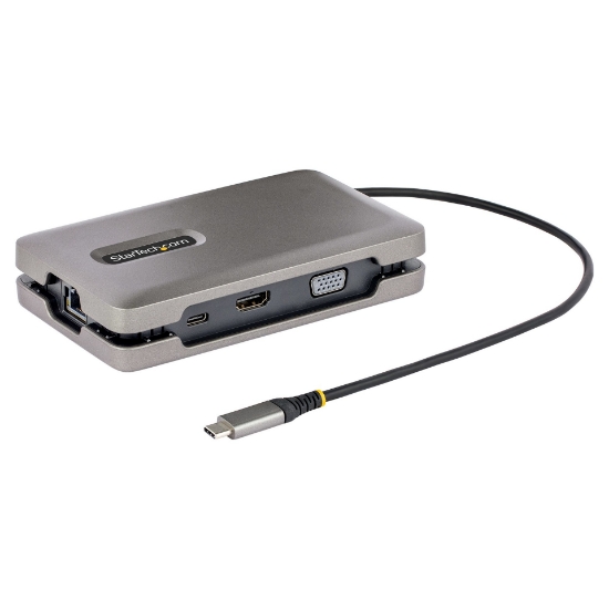Picture of StarTech.com USB-C Dual Monitor Multiport Adapter up to 4K 60Hz USB-C DP Alt Mode Video Output & HDMI 2.0, or 1080p VGA, 100W PD Pass-Through, USB Type C Mini Dock, USB-C Docking Station, MST Hub