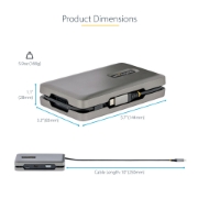 Picture of StarTech.com USB-C Dual Monitor Multiport Adapter up to 4K 60Hz USB-C DP Alt Mode Video Output & HDMI 2.0, or 1080p VGA, 100W PD Pass-Through, USB Type C Mini Dock, USB-C Docking Station, MST Hub