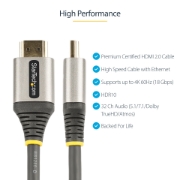 Picture of StarTech.com 16ft (5m) Premium Certified HDMI 2.0 Cable - High-Speed Ultra HD 4K 60Hz HDMI Cable with Ethernet - HDR10, ARC - UHD HDMI Video Cord - For UHD Monitors, TVs, Displays - M/M