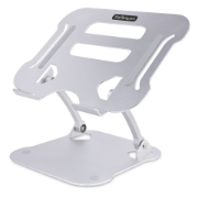 Picture of StarTech.com Laptop Stand for Desk, Ergonomic Laptop Stand Adjustable Height, Aluminum, Portable, Supports up to 22lb (10kg), Foldable Laptop Holder for Desk - Angled Notebook Computer Riser/Lift