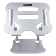 Picture of StarTech.com Laptop Stand for Desk, Ergonomic Laptop Stand Adjustable Height, Aluminum, Portable, Supports up to 22lb (10kg), Foldable Laptop Holder for Desk - Angled Notebook Computer Riser/Lift