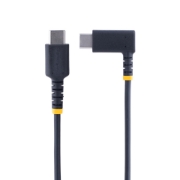 Picture of StarTech.com 3ft (1m) USB C Charging Cable Right Angle - 60W PD 3A - Heavy Duty Fast Charge USB-C Cable - Black USB 2.0 Type-C - Rugged Aramid Fiber - USB Charging Cord