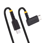 Picture of StarTech.com 3ft (1m) USB C Charging Cable Right Angle - 60W PD 3A - Heavy Duty Fast Charge USB-C Cable - Black USB 2.0 Type-C - Rugged Aramid Fiber - USB Charging Cord