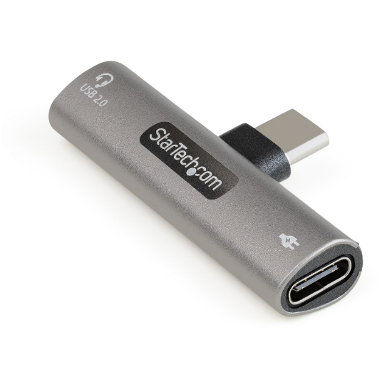 Picture of StarTech.com USB C Audio & Charge Adapter - USB-C Audio Adapter w/ USB-C Audio Headphone/Headset Port and 60W USB Type-C Power Delivery Pass-through Charger - For USB-C Phone/Tablet/Laptop