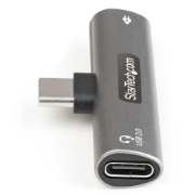 Picture of StarTech.com USB C Audio & Charge Adapter - USB-C Audio Adapter w/ USB-C Audio Headphone/Headset Port and 60W USB Type-C Power Delivery Pass-through Charger - For USB-C Phone/Tablet/Laptop