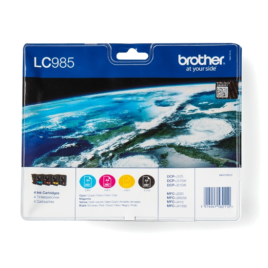 Picture of Brother LC985VALBP ink cartridge 4 pc(s) Original Black, Cyan, Magenta, Yellow
