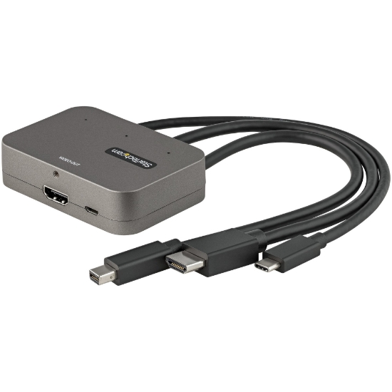 Picture of StarTech.com 3-in-1 Multiport to HDMI Adapter - 4K 60Hz USB-C, HDMI or Mini DisplayPort to HDMI Converter for Conference Room - Digital AV Video Adapter to Connect HDMI Monitor/Display
