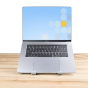 Picture of StarTech.com Foldable Laptop Riser Stand, Portable Height Adjustable Ergonomic Laptop Stand, Ventilated Aluminum Frame Supports 22lb (10Kg), Tilt/Raised/Angled Laptop/Tablet Stand, Collapsible Design