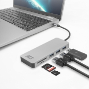 Picture of ACT USB-C hub 3.0, 3x USB-A, card reader, PD pass-through