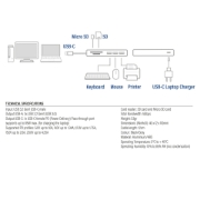Picture of ACT USB-C hub 3.0, 3x USB-A, card reader, PD pass-through