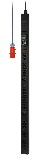 Picture of APC Easy Rack PDU, Metered, 0U, 3 Phase, 11kW, 230V, 16A, 21 x C13 and 3 x C19 outlets, IEC60309 3P+N+PE inlet