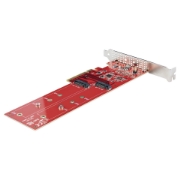 Picture of StarTech.com Dual M.2 PCIe SSD Adapter Card, PCIe x8 / x16 to Dual NVMe or AHCI M.2 SSDs, PCI Express 4.0, 7.8GBps/Drive, Bifurcation Required - Windows/Linux Compatible
