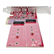 Picture of StarTech.com Dual M.2 PCIe SSD Adapter Card, PCIe x8 / x16 to Dual NVMe or AHCI M.2 SSDs, PCI Express 4.0, 7.8GBps/Drive, Bifurcation Required - Windows/Linux Compatible