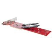 Picture of StarTech.com Dual M.2 PCIe SSD Adapter Card, PCIe x8 / x16 to Dual NVMe or AHCI M.2 SSDs, PCI Express 4.0, 7.8GBps/Drive, Bifurcation Required - Windows/Linux Compatible