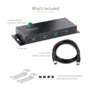 Picture of StarTech.com 4-Port Industrial USB 3.0 5Gbps Hub - Rugged USB Hub w/ ESD and Surge Protection - DIN/Wall/Desk Mountable USB-A Hub - USB Expander w/Locking Ports, Heavy Duty
