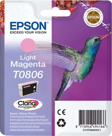 Picture of Epson Hummingbird Singlepack Light Magenta T0806 Claria Photographic Ink