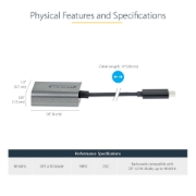 Picture of StarTech.com USB C to DisplayPort Adapter - 8K/4K 60Hz USB-C to DisplayPort 1.4 Adapter Dongle - USB Type-C to DP Monitor Video Converter - Works w/Thunderbolt 3 - w/12" Long Attached Cable