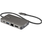 Picture of StarTech.com USB-C Multiport Adapter - USB-C to 4K 30Hz HDMI or 1080p VGA - USB Type-C Mini Dock w/ 100W Power Delivery Passthrough, 3-Port USB Hub 5Gbps, GbE - 12" (30cm) Attached Cable