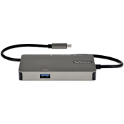 Picture of StarTech.com USB-C Multiport Adapter - USB-C to 4K 30Hz HDMI or 1080p VGA - USB Type-C Mini Dock w/ 100W Power Delivery Passthrough, 3-Port USB Hub 5Gbps, GbE - 12" (30cm) Attached Cable