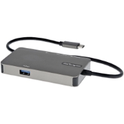 Picture of StarTech.com USB-C Multiport Adapter - USB-C to 4K 30Hz HDMI or 1080p VGA - USB Type-C Mini Dock w/ 100W Power Delivery Passthrough, 3-Port USB Hub 5Gbps, GbE - 12" (30cm) Attached Cable