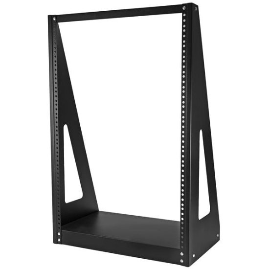 Picture of StarTech.com 2-Post 16U Heavy-Duty Desktop Server Rack, Small Open Frame 19in Computer Rack, Compact Network Rack for AV / Studio / Data / IT Equipment, TAA Compliant - Free Standing Two-Post Home/Office Rack