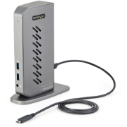 Picture of StarTech.com USB-C USB-A Dock - Hybrid Universal USB 3.0 Docking Station for USB-C or USB-A Laptop - Dual Monitor 4K 60Hz HDMI/DisplayPort - 6x USB-A, GbE - USB 3.1 Gen 1 - Windows/Mac