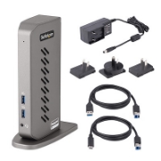 Picture of StarTech.com USB-C USB-A Dock - Hybrid Universal USB 3.0 Docking Station for USB-C or USB-A Laptop - Dual Monitor 4K 60Hz HDMI/DisplayPort - 6x USB-A, GbE - USB 3.1 Gen 1 - Windows/Mac