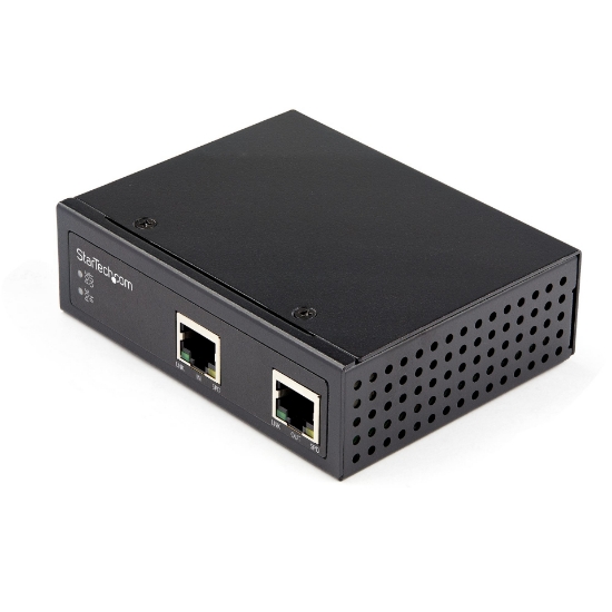 Picture of StarTech.com Industrial Single Port Gigabit PoE Extender - 60W 802.3bt PoE /PoE+/ PoE++ - 100m/ 330ft - Power Over Ethernet Network Range Extender - IP-30 - -40C to +75C