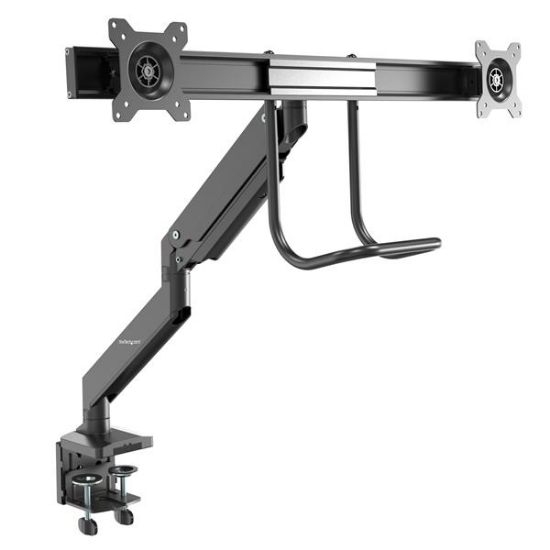 Picture of StarTech.com Desk Mount Dual Monitor Arm - Ergonomic Dual Monitor VESA Mount 32" (17.6lb) Displays - Crossbar Handle for Synchronized Full Motion - Height Adjustable - C-Clamp/Grommet