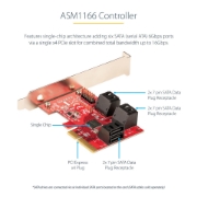 Picture of StarTech.com SATA PCIe Card - 6 Port PCIe SATA Expansion Card - 6Gbps - Low/Full Profile - Stacked SATA Connectors - ASM1166 Non-Raid - PCI Express to SATA Converter